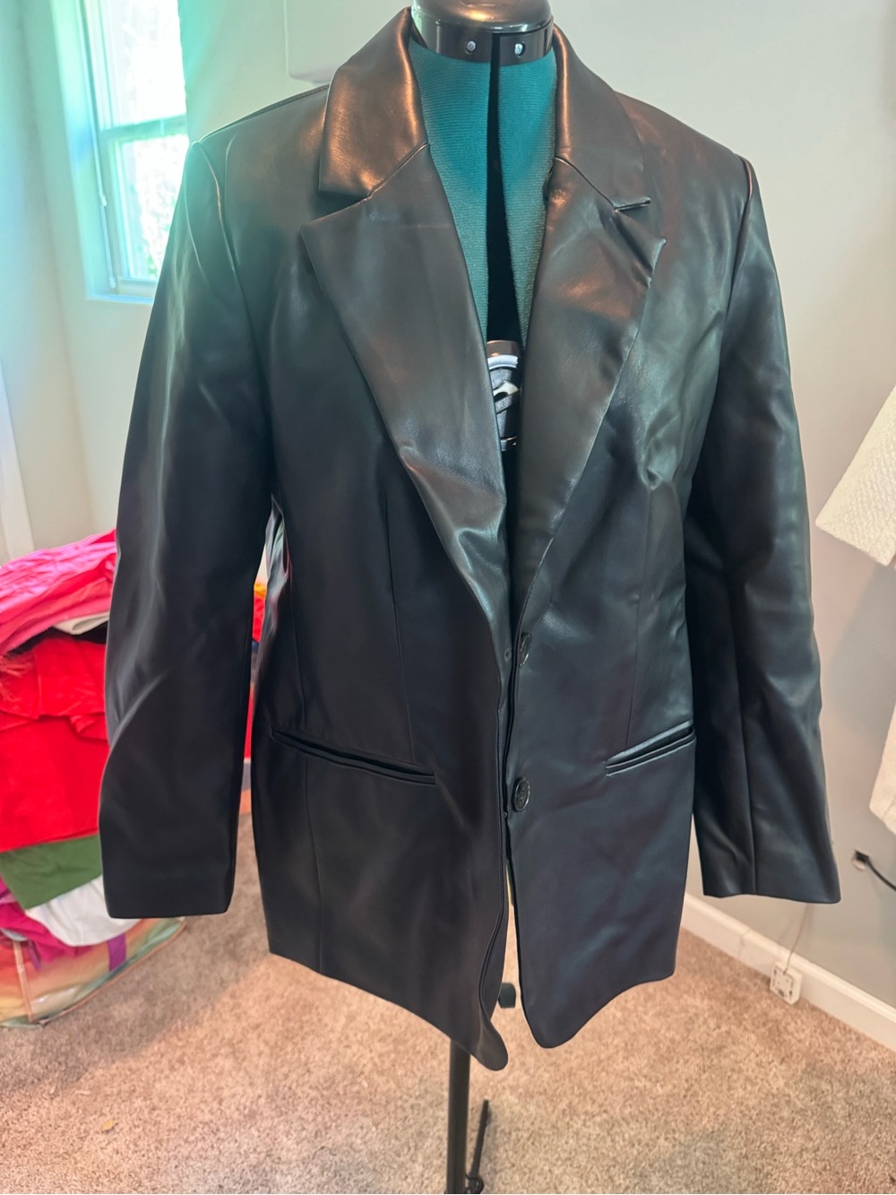 Truth Black Faux Leather Blazer Jacket